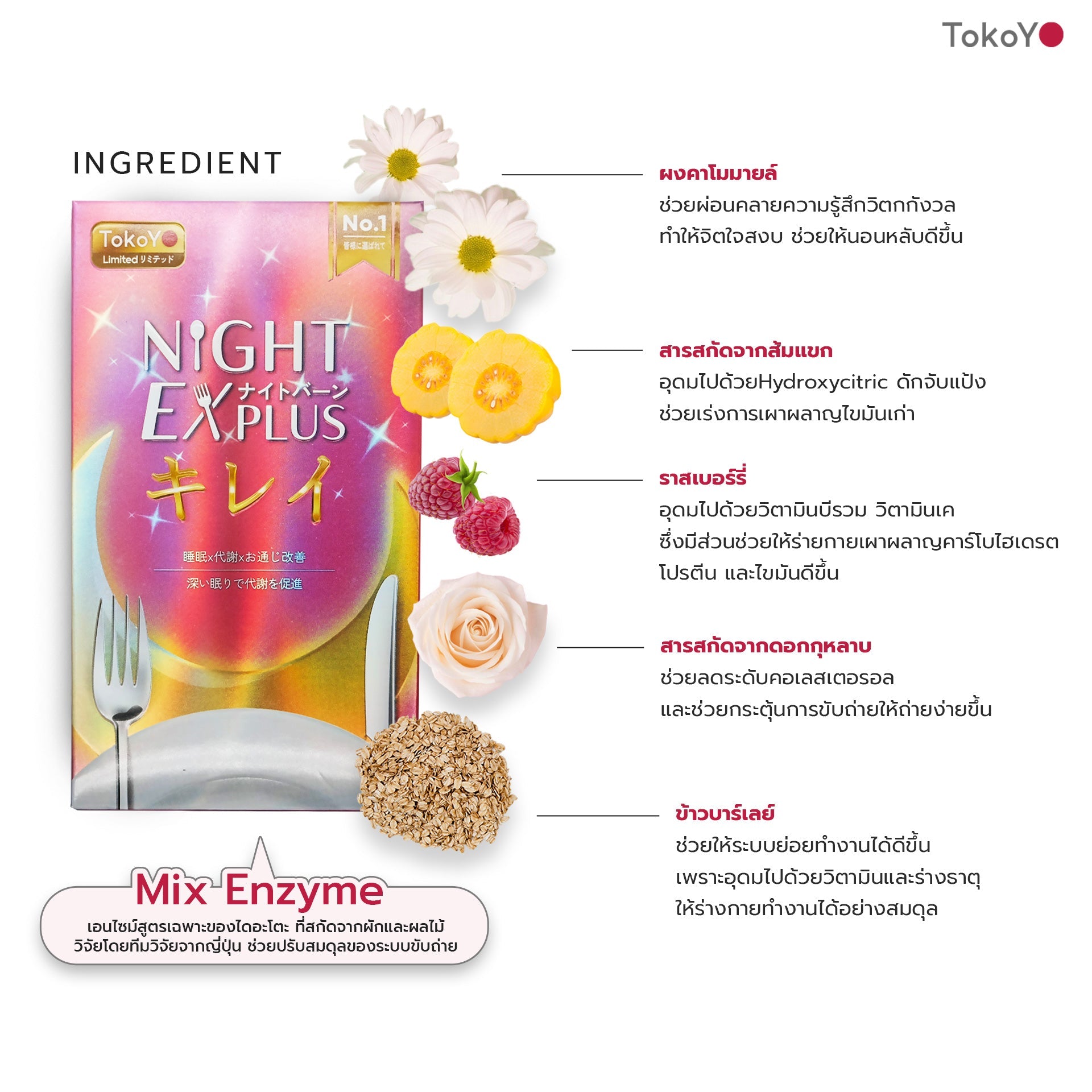 [ซื้อ 5 แถม 5] Tokoyo Night Ex Plus [Burner] & [Beauty] | 30 แคปซูล*10 - รวม 300 แคปซูล | รับฟรี!  แอสตาแซนธิน พลัส 24 แคปซูล 2 กล่อง