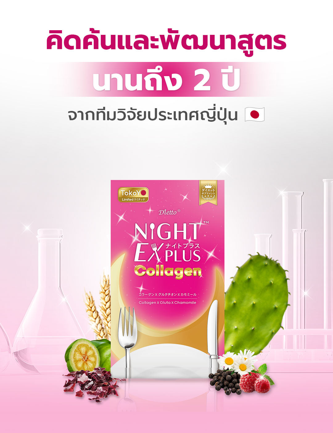 [ซื้อ 2 สูตรคู่กัน] Tokoyo Night Ex Plus [Amino] & [Collagen] | 30 แคปซูล*2 - รวม 60 แคปซูล