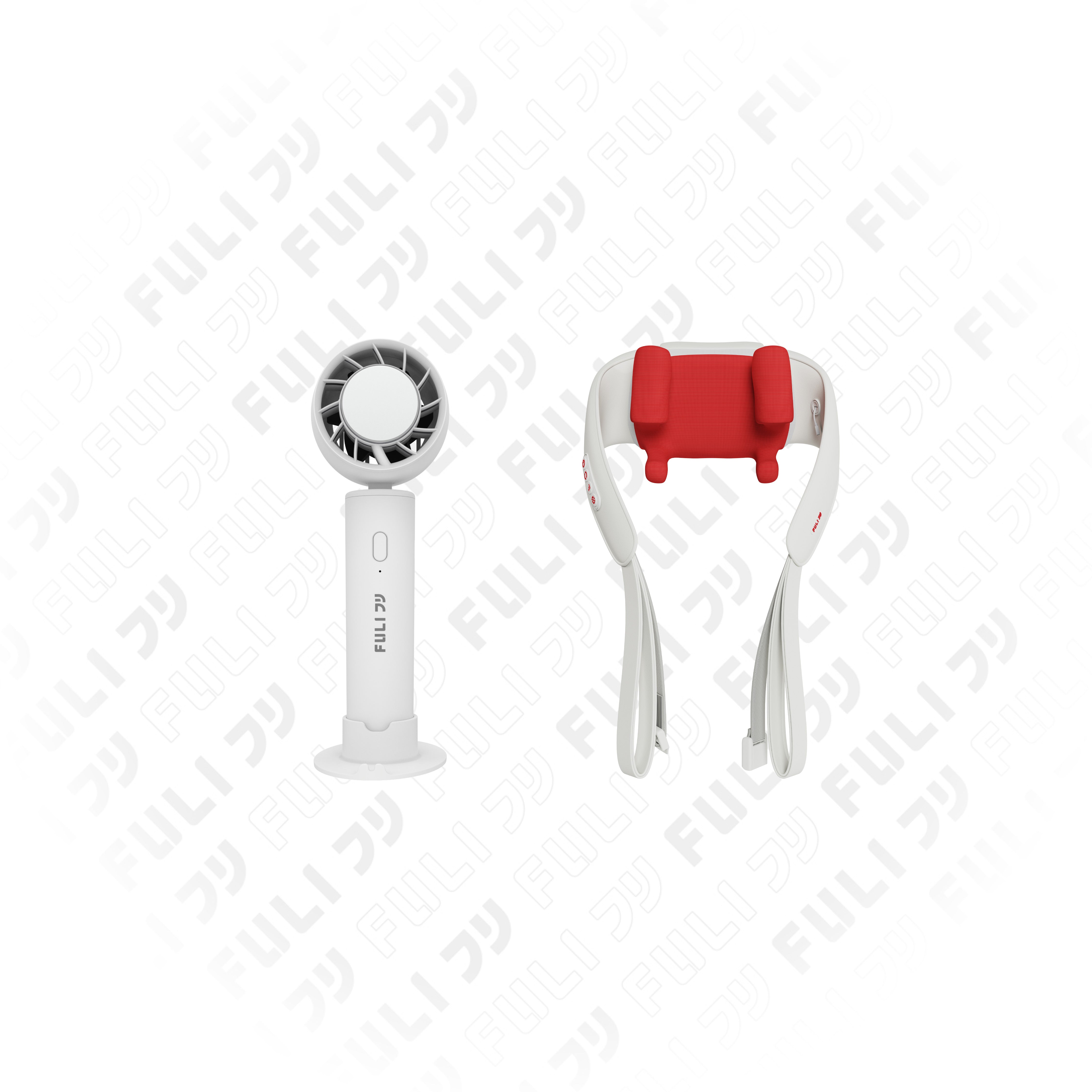 เซตลมเย็นสบายคอบ่าไหล่ | FULI ICE Cooling Mini Fan + FULI Neck and Shoulder Massager