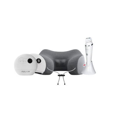 เซตหน้าสะอาด นวดหน้าและคอ | FULI Sonic Facial SPA Cleansing Brush + FULI Natural Stone Electric Gua Sha + FULI Ergo Massage Neck Pillow